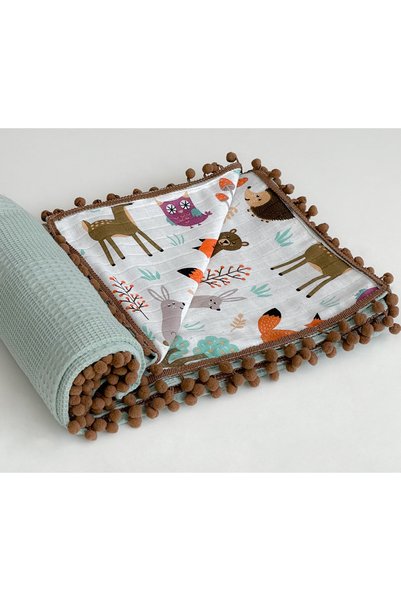 grow with muslin %100 Cotton Multipurpose Double-Layer Muslin Blanket (80x100...
