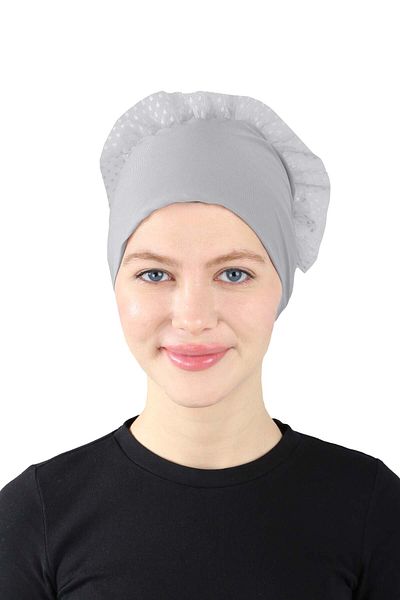 Ecardin Sandy Fabric Bonnet με Δαντελωτό Κουλούρι - St 620 Σκούρο Γκρι