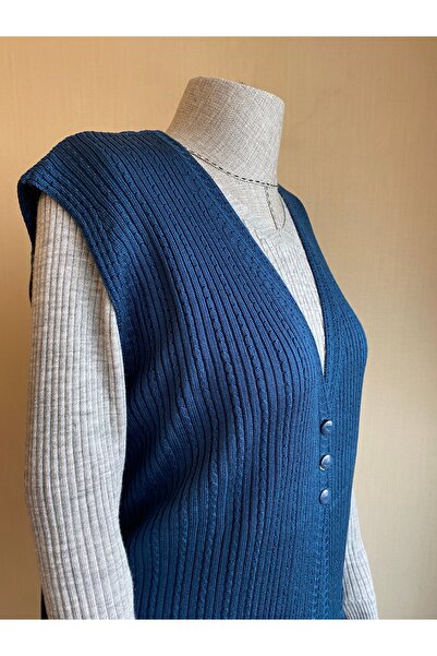 TEK Мерсеризована трикотажна жилетка для мами - індиго-синій колір, плетена