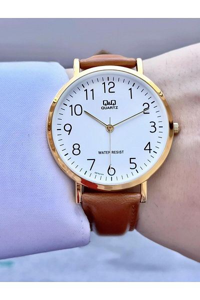 Q&Q Men's Leather Cord Wristwatch