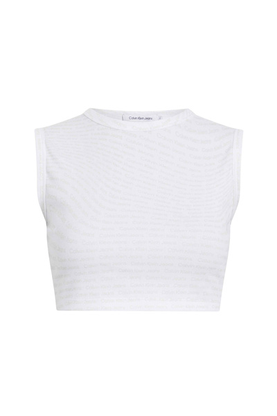 Calvin Klein Jeans Yuvarlak Yaka Desenli Beyaz Kadın Büstiyer J20J2231630K9