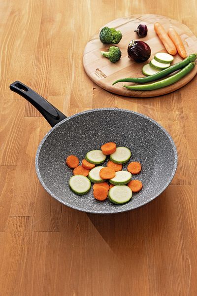Emsan 28 cm Titanium Granite Wok Pan