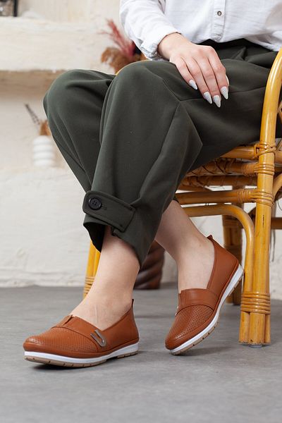 Adım Adım Women's Genuine Leather Orthopedic Flat Ballerinas