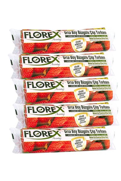 ERSAT HOME Florex 60 Liter Drawstring Strawberry Scented Garbage Bag / 65 X 70 Cm- 10x10 Rolls / Package