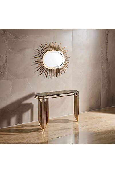 VOVOKO GOLD DRESUAR 2 AYAKLI DUVARA MONTELİ ANTRE SETİ AYNALI ULTRA LAK KAPLAMA SET 120CM