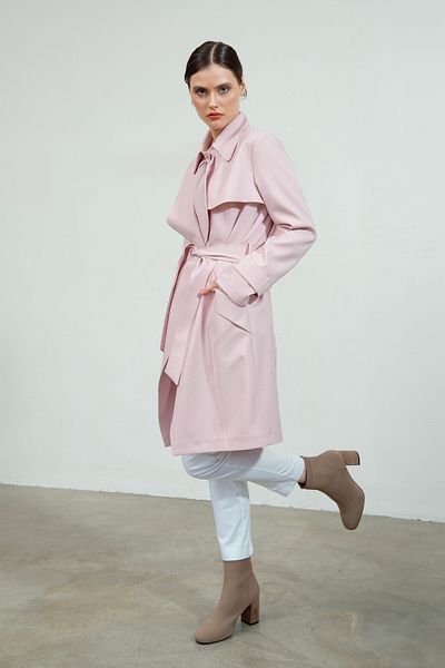 REMILA Lined Trench Coat with Snap Detail on the Collar and Belt Ties