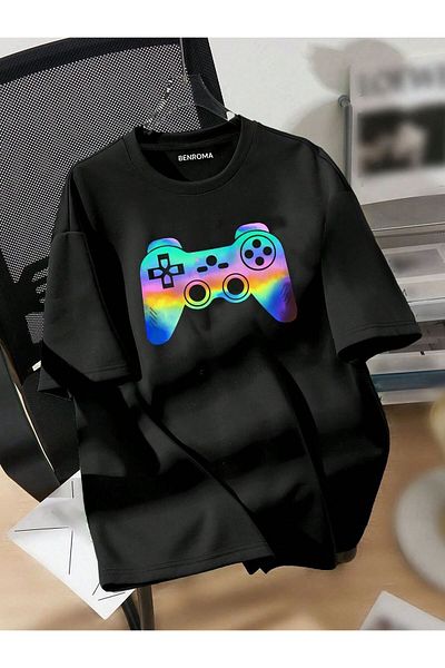 BENROMA Μοτίβο λαβής παιχνιδιών Playstation - Υπερμεγέθη Unisex T-shirt [3-12 ετών Παιδικό μπλουζάκι]