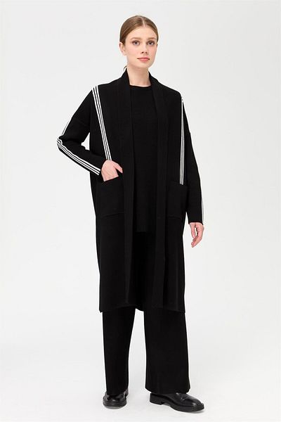 Esswaap Stripe Detailed Knitwear Trousers Suit Black