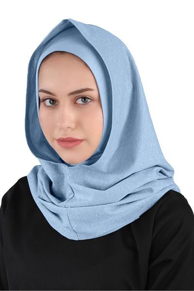 Ecardin Rochie de seara cu sclipici albastru Baby Turban Hijab practic - St 300