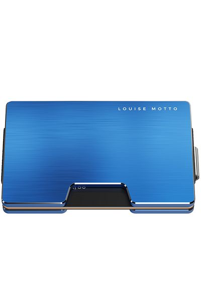 Louise Motto Cardx - Detroit - Portofel și suport pentru carduri din aluminiu de nouă generație - Rfid, clip detașabil unisex (ALBASTRU)