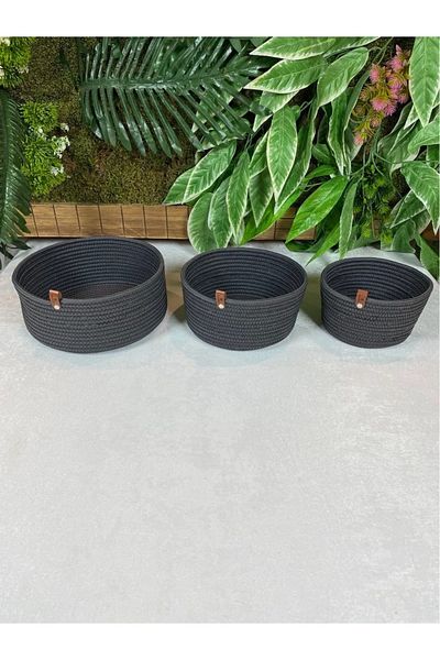 ModaCardin Anthracite Jute Wicker Multi-Purpose Basket and Organizer Set - for Bathroom and Kitchen