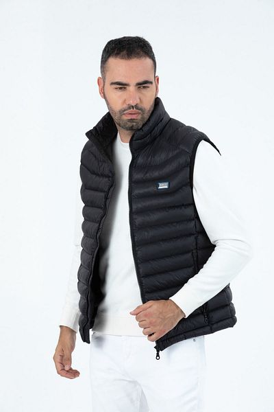 G-FOX Мъжки пухкав елек без качулка, подплатен, с цип и подплата 9777