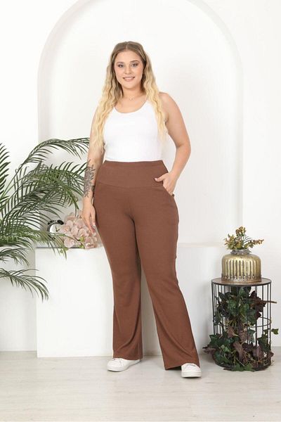 EMEZ Brown trousers with ribbed waist bodice