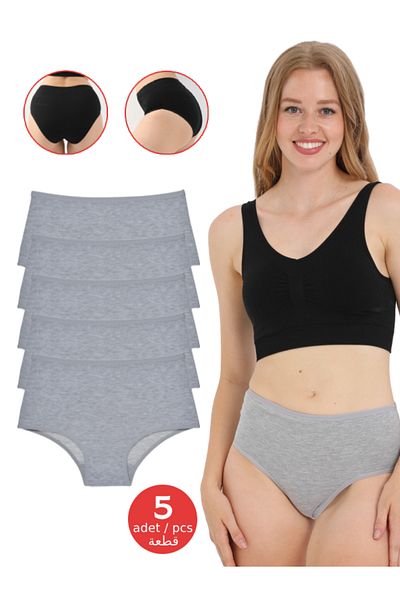 FOURAA Women's High Waist Cotton Panties 5 Pack
