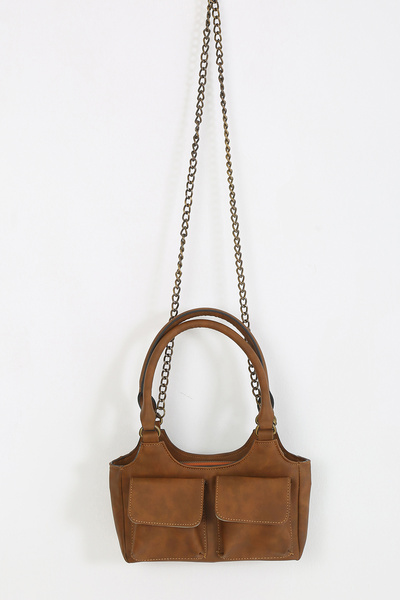 DERKON Τσάντα ώμου Vintage Tan Mony Pocket