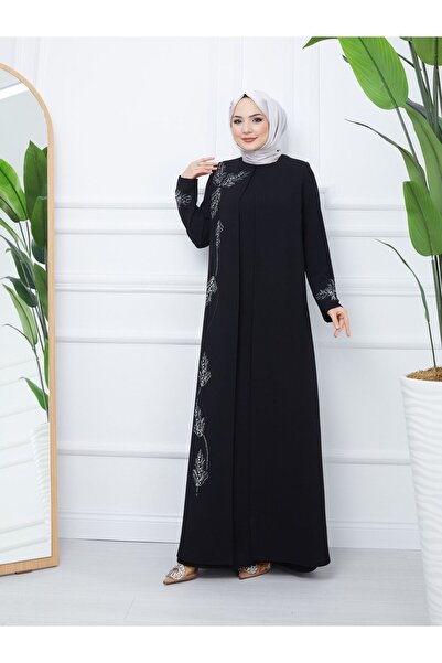 KMKkombin anne Büyük Beden Yaprak Taşlı Elbisesi yeni sezon 1117