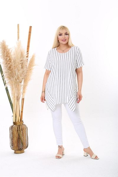 EMEZ Blouse - White Striped Design