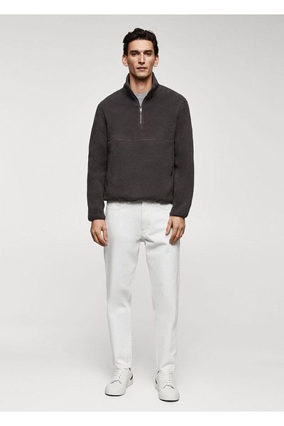 MANGO Man Fleece sweatshirt with zipper on the collar