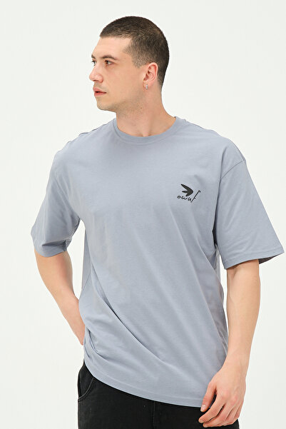 Owut Collection Men's Gray Back Printed Oversize T-Shirt