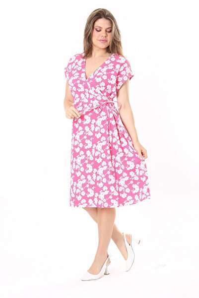 Şans Women's Pink Wraped Collar Side Laced Wrap Dress 65N37779