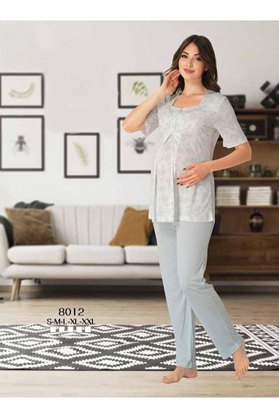 LOHOUSE Set de pijamale de maternitate de vară cu modele albastru Effort
