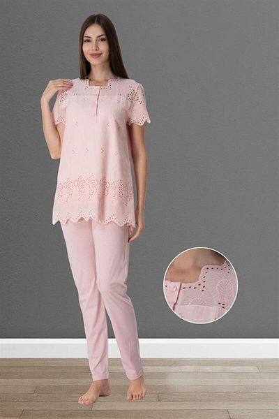 LOHOUSE Linen Patterned Maternity Maternity Dressing Gown and Pajama Set