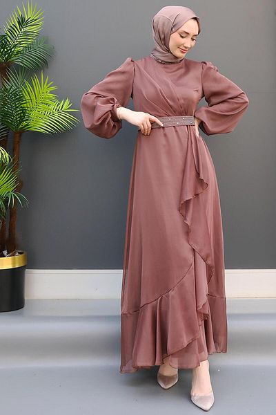 giz astore Embroidered Ruffle Janjan Dress Copper