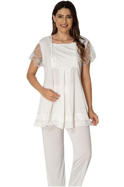 LOHOUSE Ecru Maternity and Maternity Pajama Set - Comfortable Summer Cut