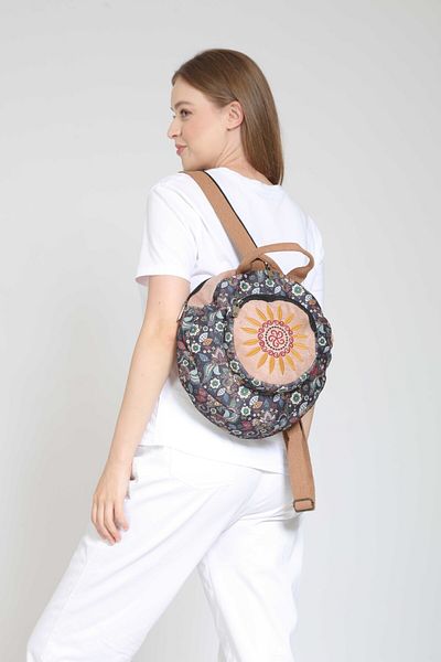 Street Bag Ethnic Fargin Bohemian Στρογγυλό Κεντημένο Σακίδιο πλάτης - Για Casual και Ταξίδια