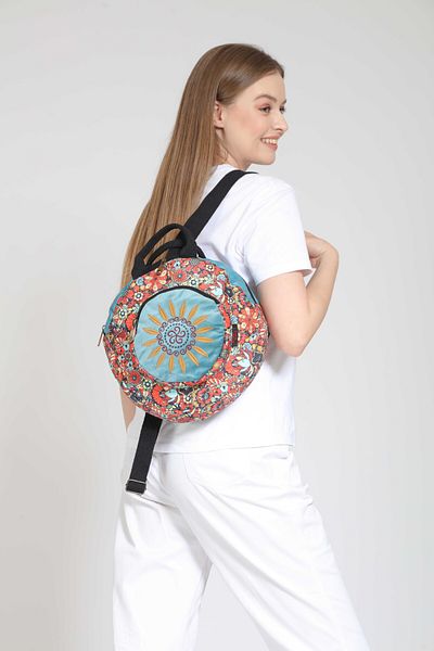 Street Bag Rucsac rotund brodat etnic Fargin Bohemian - pentru zi cu zi și călătorii