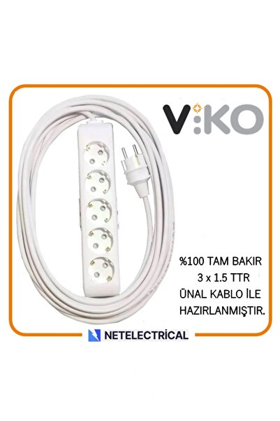 VİKO Multi-Let 5'li 7 Metre Topraklı Çocuk Korumalı Kablolu Grup Priz