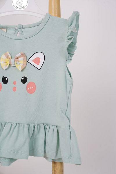 WOW LANUGO Baby Girl Summer Top and Bottom Set Printed - Bow