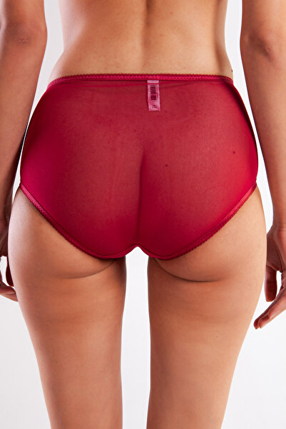 Golshan Gaspara Control Slip, Women's Lace Tulle Wine-Colored High-Waisted Panties