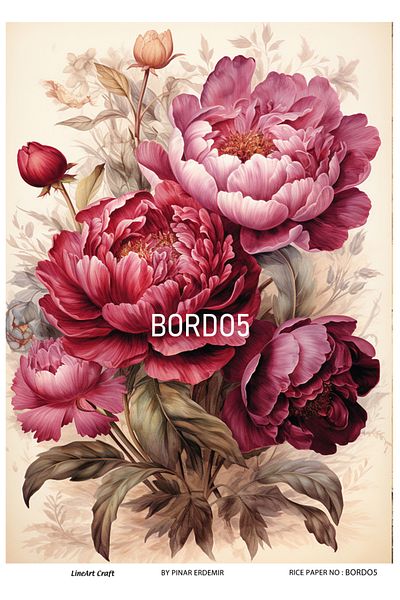 LİNEART Brass Patterned LineArt Decopage Paper - LA-BORDO5