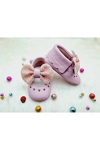 Tiny Genuine Leather Pink Bow - Easy to Wear and Comfortable Anatomical Sole with Elastic