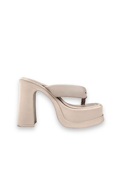 bescobel Women's Salday Beige Flip Flops Platform Slippers 15 Cm 1060