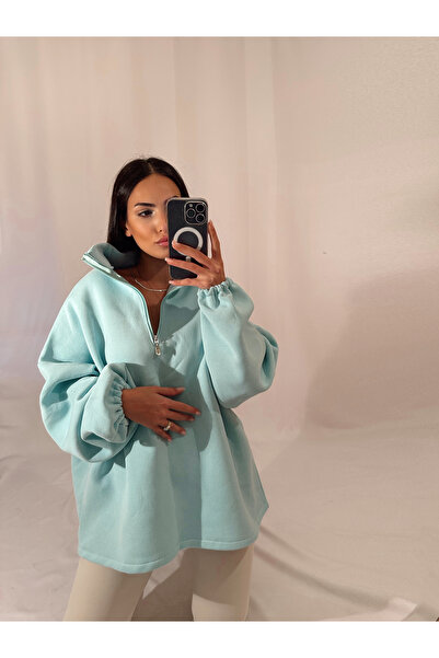 gkonlinestore bebe mavisi yarım fermuar sewatshirt