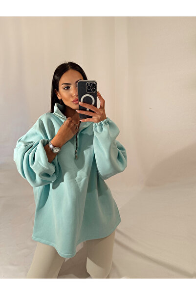 gkonlinestore bebe mavisi yarım fermuar sewatshirt