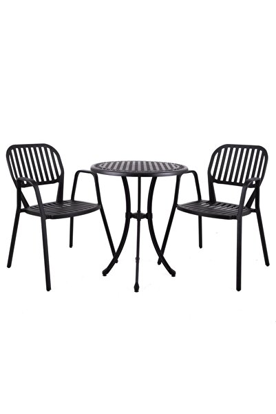 Gennhaus Aluminyum Döküm Bahçe Balkon Oturma Grubu 3 Parça 2 Sandalye + 1 Mas...