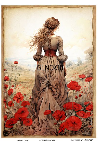 LİNEART Brass Patterned LineArt Decopage Paper - LA-GLNCK10
