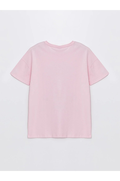 LC Waikiki LCW Dziecięca koszulka z okrągłym dekoltem i nadrukiem Garfield dla dziewcząt