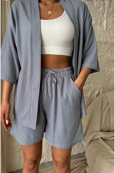 MODERNİZE Set de vară pentru femei, cu croială relaxată, cu pantaloni scurți