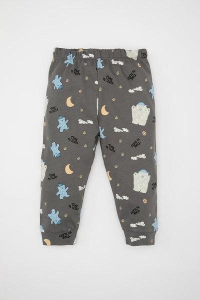 DeFacto Baby Boy Pajamas Set - Star Print, Combed Cotton, Short Sleeve, Top and Long Bottom C2000A524Sm