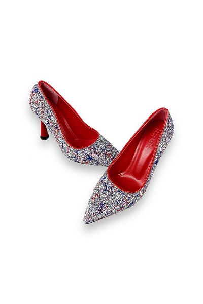 bescobel Women's Sinra Red Stone Plated Evening Dress Stiletto 10 Cm Heel 2268