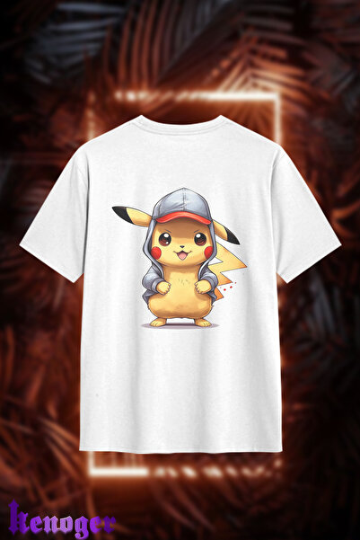 kenoger تي شيرت كبير الحجم للجنسين - بيكاتشو مطبوع