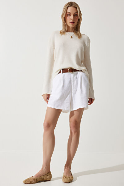 Happiness İstanbul Dámská pletená halenka - Bone Mercerized YY00211