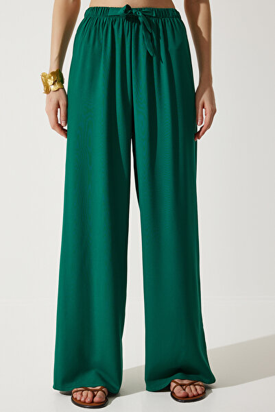 Happiness İstanbul Kadın Koyu Yeşil Palazzo Viskon Pantolon BH00322