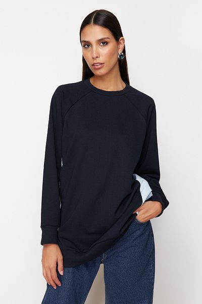 Trendyol Modest Navy Blue Oversize Knitted Tunic - Woven Piece, TCTSS23UK00092