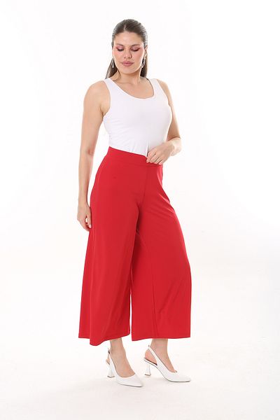 Şans Damenhose aus Lycra-Stoff mit weitem Bein und Gummibund in großen Größen, Rot, 65n37443