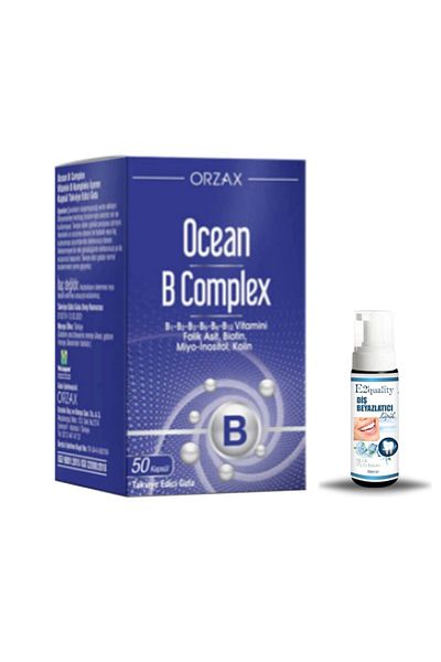 Ocean Orzax Ocean B Complex Food Supplement 50 Capsules + Gift Teeth Whitening Foam